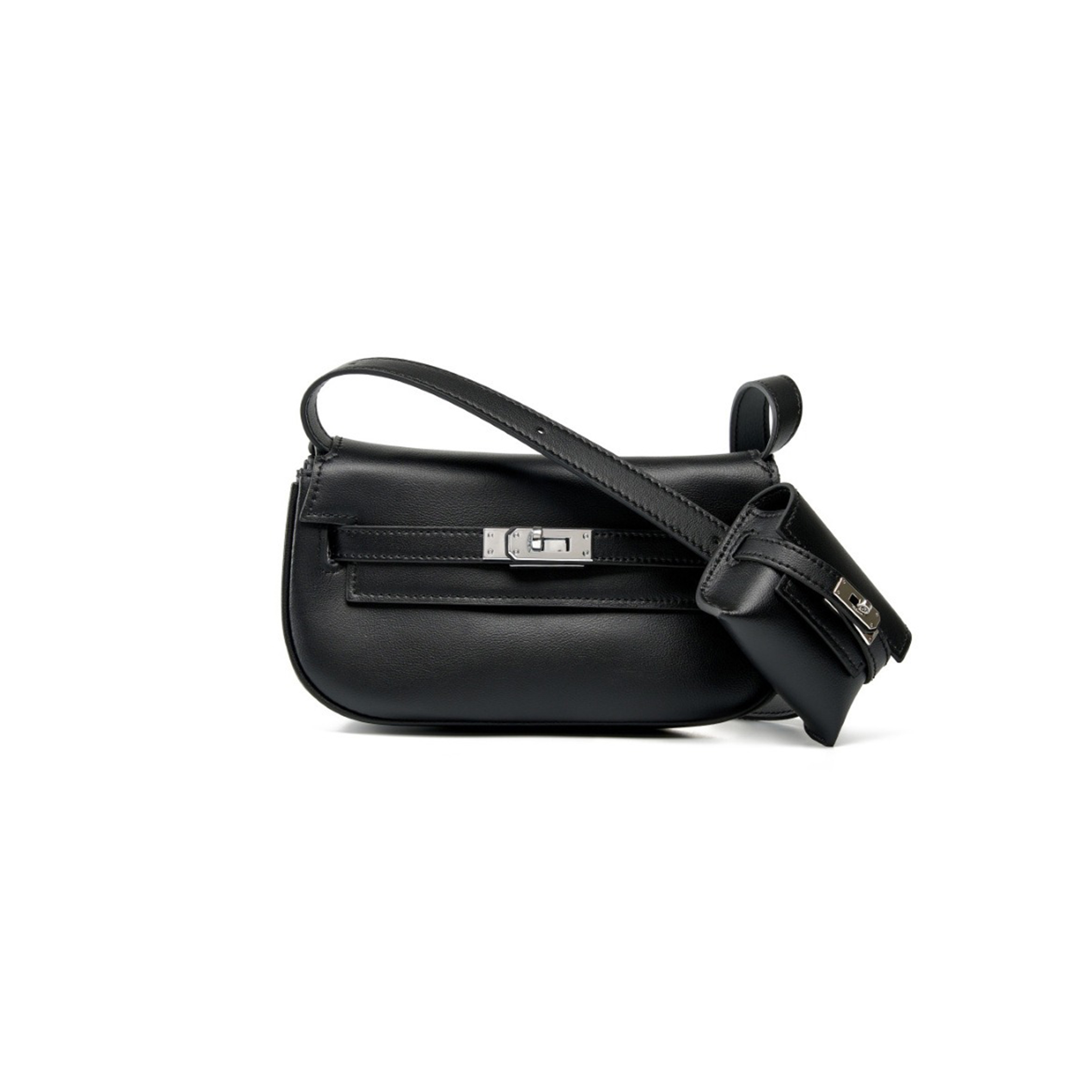 HERMÈS MASTER KELLY MOOVE BLACK SWIFT PALLADIUM HARDWARE (20*11.5*6cm)